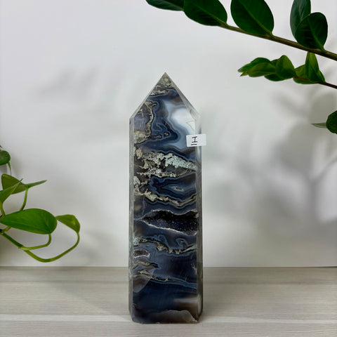 Druzy Moss Agate Tower