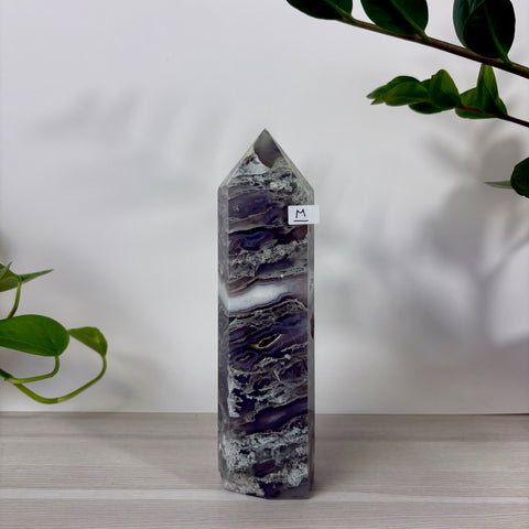Druzy Moss Agate Tower
