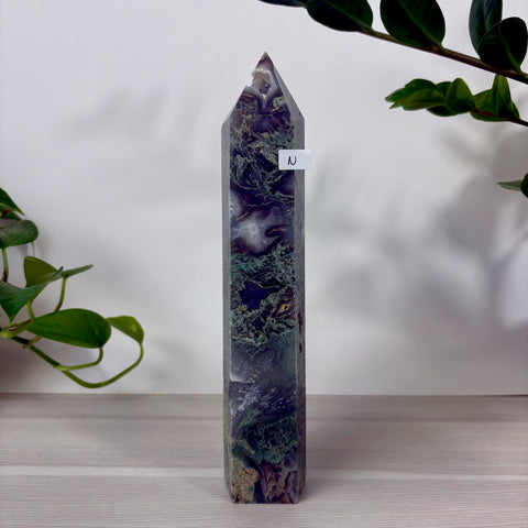 Druzy Moss Agate Tower