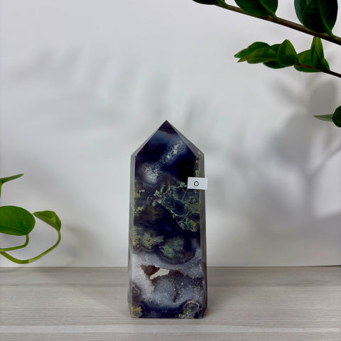 Druzy Moss Agate Tower