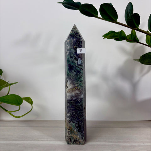 Druzy Moss Agate Tower
