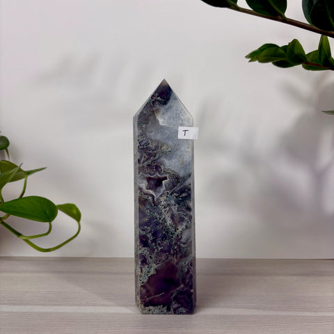 Druzy Moss Agate Tower