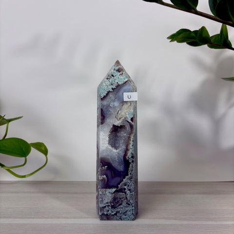 Druzy Moss Agate Tower