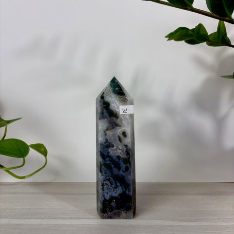 Druzy Moss Agate Tower