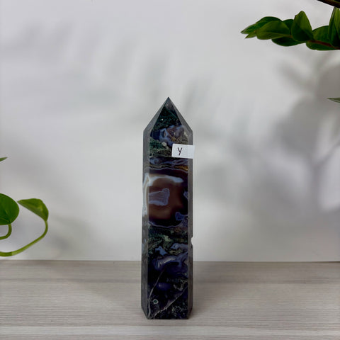 Druzy Moss Agate Tower