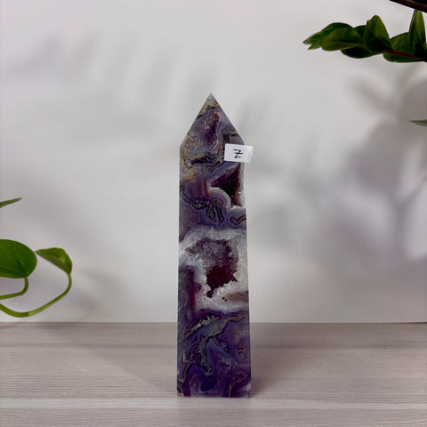 Druzy Moss Agate Tower