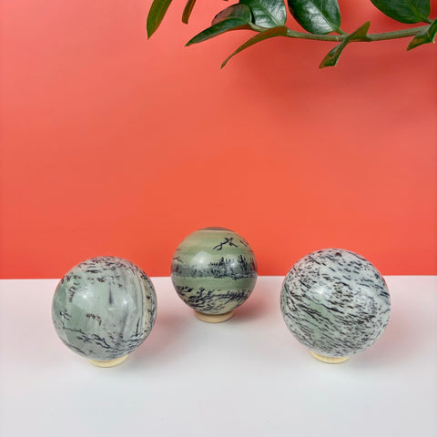Enchanted Forest Painting Stone Sphere - Kenna's Crystals