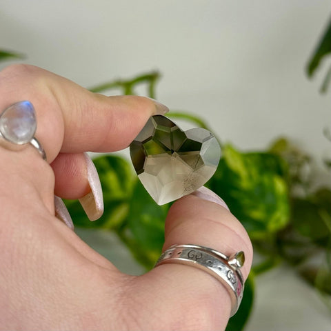 Faceted Smoky Quartz Love Heart 2 - Kenna's Crystals from TikTok