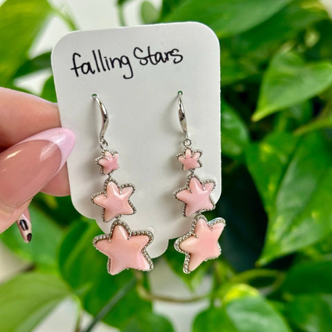 Falling Stars Earrings Pink 1 - Kenna's Crystals from TikTok
