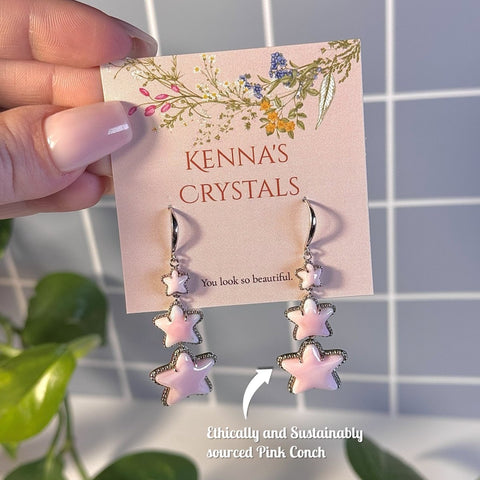 Falling Stars Earrings Pink 1 - Kenna's Crystals from TikTok