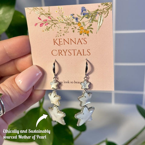 Falling Stars Earrings White 2 - Kenna's Crystals from TikTok