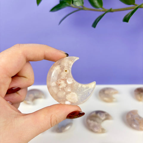 Flower Agate Moon - Kenna's Crystals