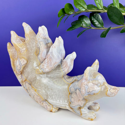 Flower Agate Nine-Tailed Fox - Kenna's Crystals