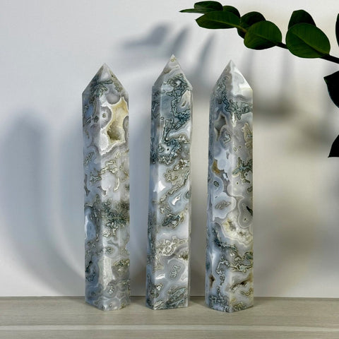 Frosted Moss Agate Tower 111 7 - Kenna's Crystals from TikTok