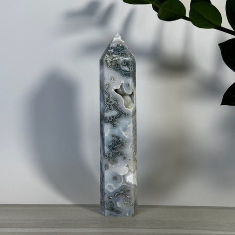 Frosted Moss Agate Tower 122 8 - Kenna's Crystals from TikTok