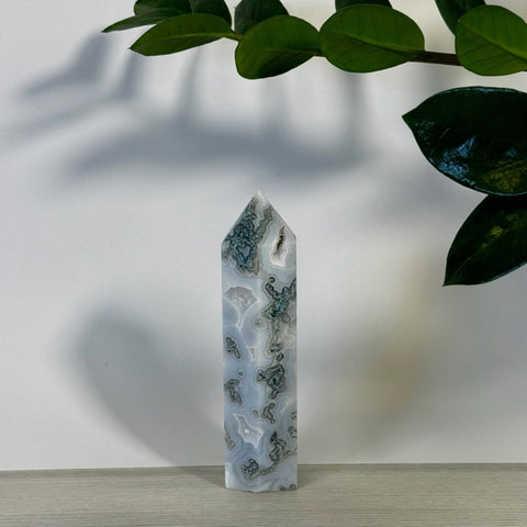 Frosted Moss Agate Tower 44 1 - Kenna's Crystals from TikTok