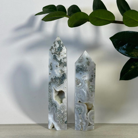 Frosted Moss Agate Tower 55 2 - Kenna's Crystals from TikTok