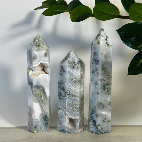 Frosted Moss Agate Tower 66 3 - Kenna's Crystals from TikTok