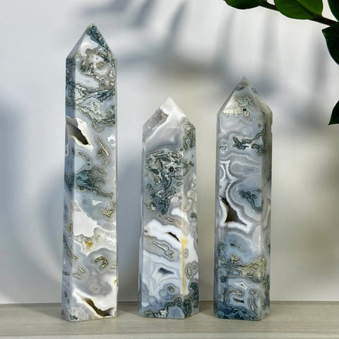Frosted Moss Agate Tower 99 6 - Kenna's Crystals from TikTok