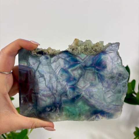 Geometric Rainbow Fluorite Slab