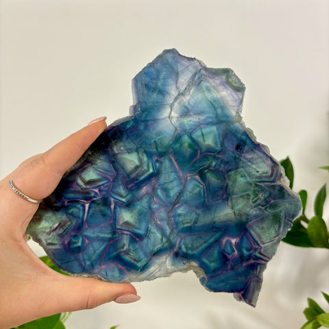 Geometric Rainbow Fluorite Slab