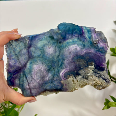 Geometric Rainbow Fluorite Slab