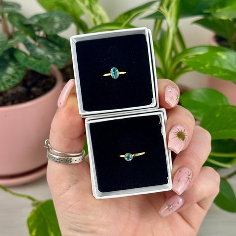 Gold Vermeil Faceted Paraíba Apatite Stackable Ring 4 1 - Kenna's Crystals from TikTok