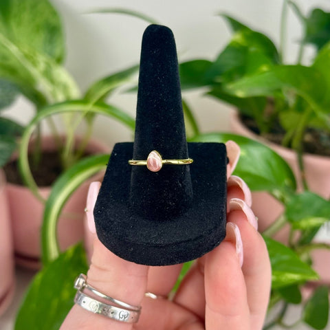 Gold Vermeil Polished Rhodochrosite Stackable Ring 4 2 - Kenna's Crystals from TikTok