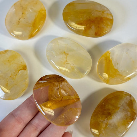Golden Healer Palm Stone 22 1 - Kenna's Crystals from TikTok