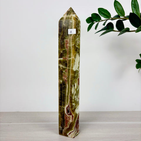 Green Calcite Frankenstone Tower - Kenna's Crystals