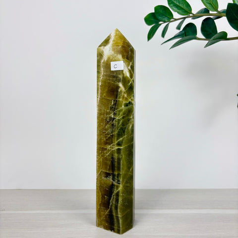 Green Calcite Frankenstone Tower - Kenna's Crystals