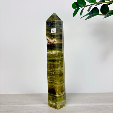 Green Calcite Frankenstone Tower - Kenna's Crystals