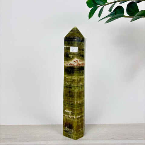 Green Calcite Frankenstone Tower - Kenna's Crystals