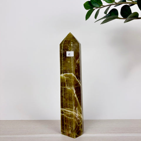 Green Calcite Frankenstone Tower - Kenna's Crystals