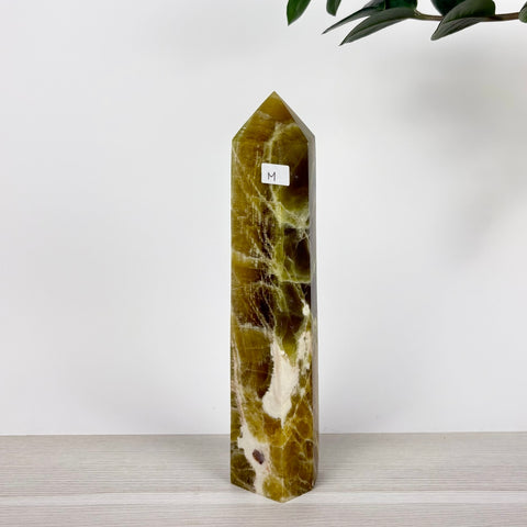 Green Calcite Frankenstone Tower - Kenna's Crystals