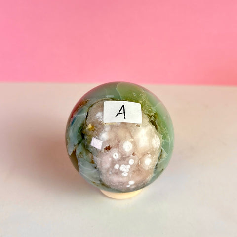 Green Flower Agate Sphere