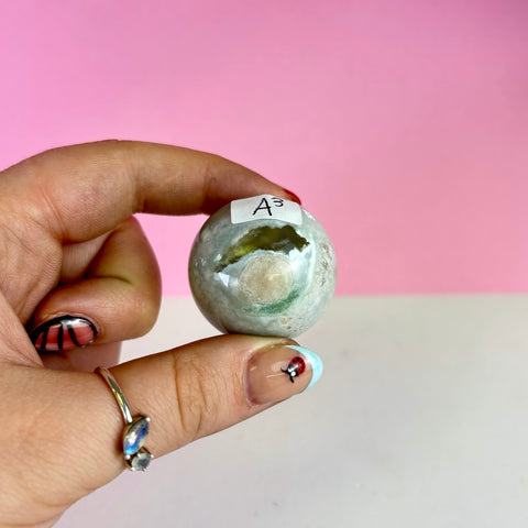 Green Flower Agate Sphere