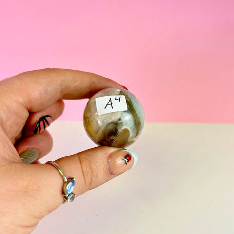 Green Flower Agate Sphere