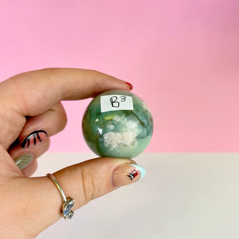 Green Flower Agate Sphere