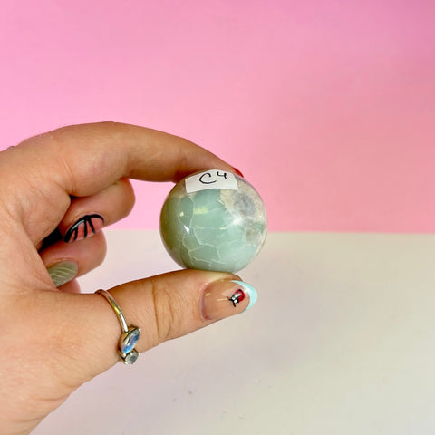 Green Flower Agate Sphere