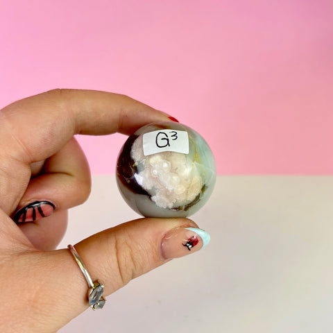 Green Flower Agate Sphere