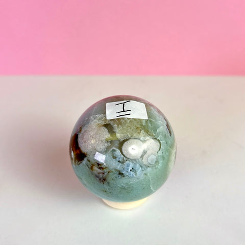 Green Flower Agate Sphere