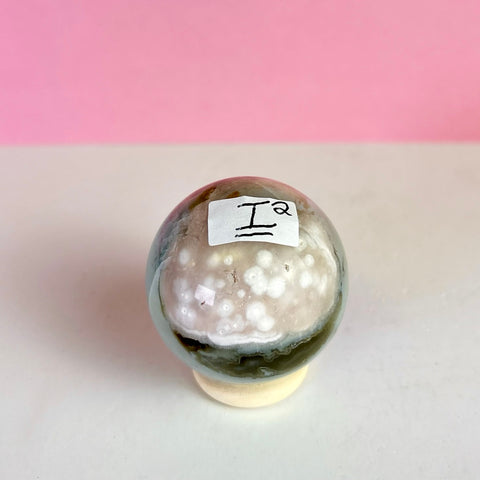 Green Flower Agate Sphere