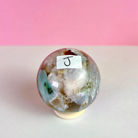 Green Flower Agate Sphere