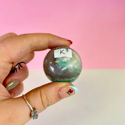 Green Flower Agate Sphere