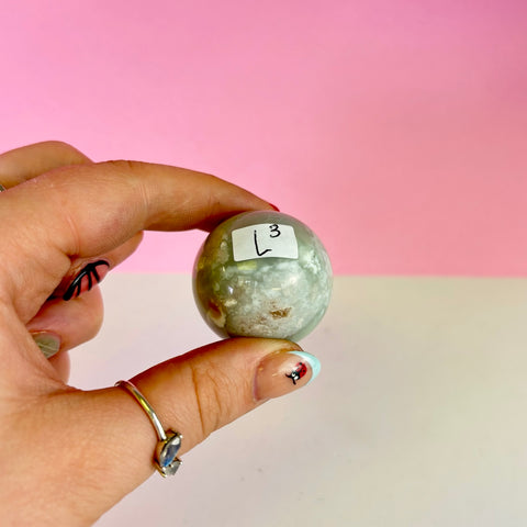 Green Flower Agate Sphere