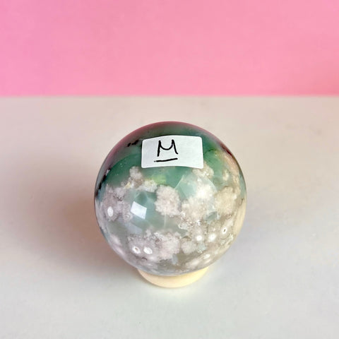 Green Flower Agate Sphere