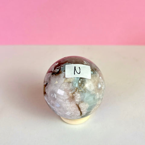 Green Flower Agate Sphere