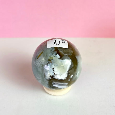 Green Flower Agate Sphere