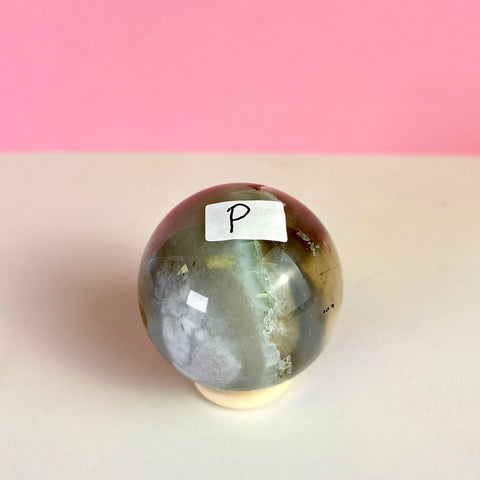 Green Flower Agate Sphere